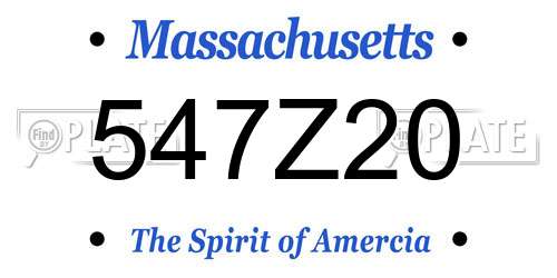 547Z20 Massachusetts License Plate