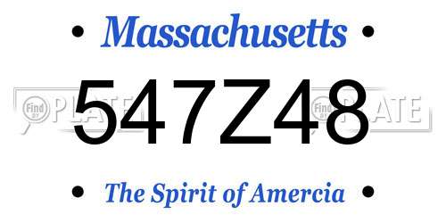 547Z48 Massachusetts License Plate
