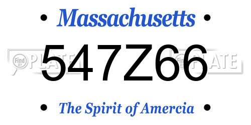 547Z66 Massachusetts License Plate