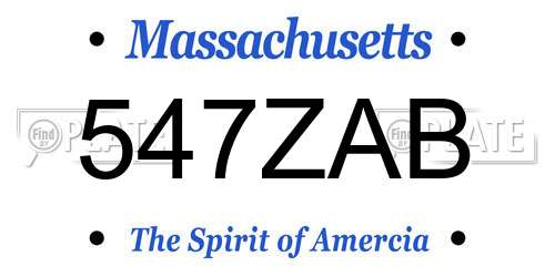 547ZAB Massachusetts License Plate