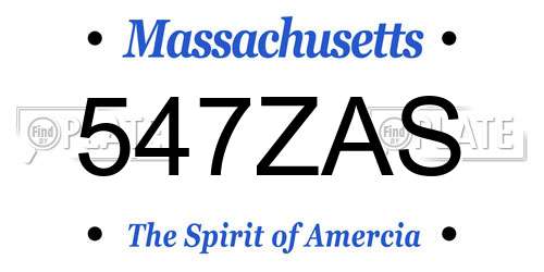 547ZAS Massachusetts License Plate