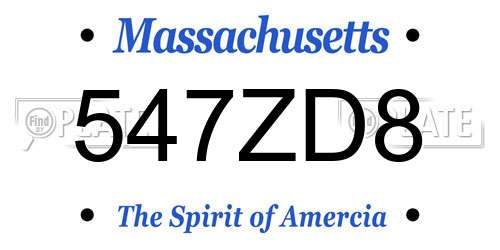 547ZD8 Massachusetts License Plate