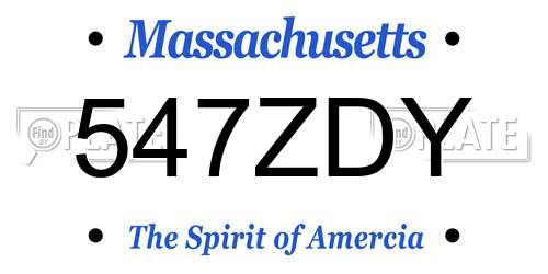 547ZDY Massachusetts License Plate