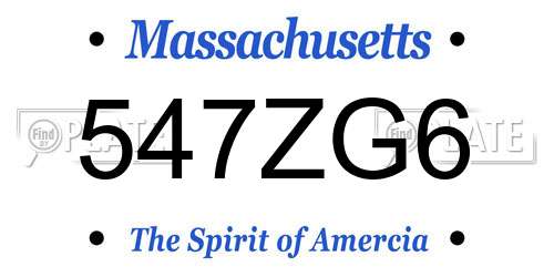 547ZG6 Massachusetts License Plate