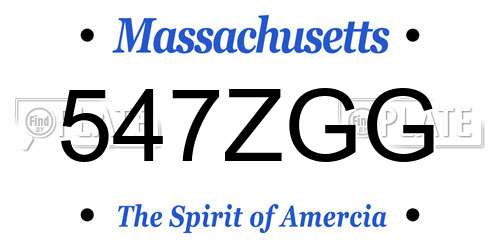 547ZGG Massachusetts License Plate