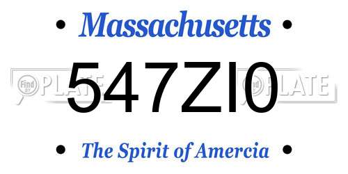 547ZI0 Massachusetts License Plate