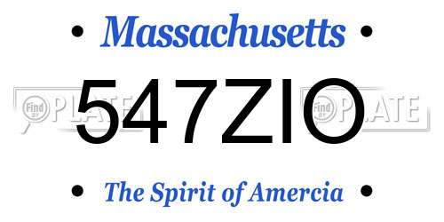 547ZIO Massachusetts License Plate