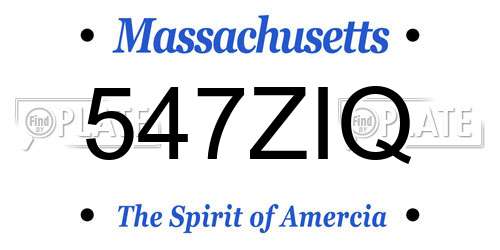 547ZIQ Massachusetts License Plate
