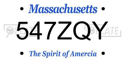 547ZQY Massachusetts License Plate