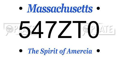 547ZT0 Massachusetts License Plate