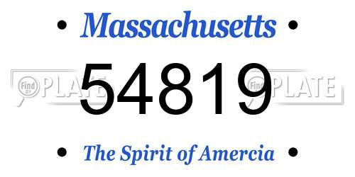 54819 Massachusetts License Plate