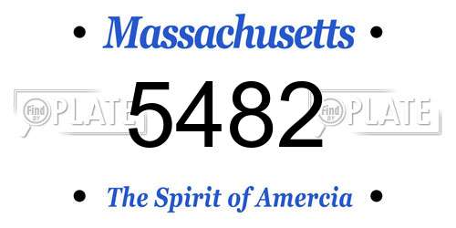 5482 Massachusetts License Plate