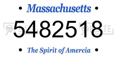 5482518 Massachusetts License Plate