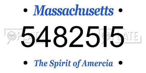 54825I5 Massachusetts License Plate