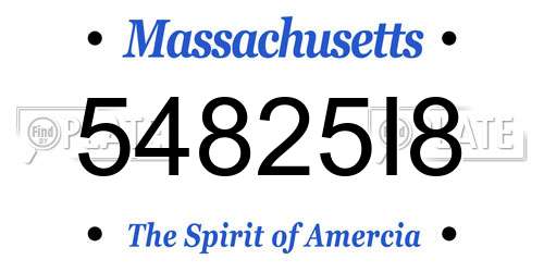 54825I8 Massachusetts License Plate