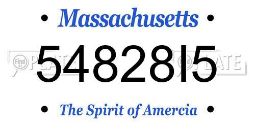 54828I5 Massachusetts License Plate