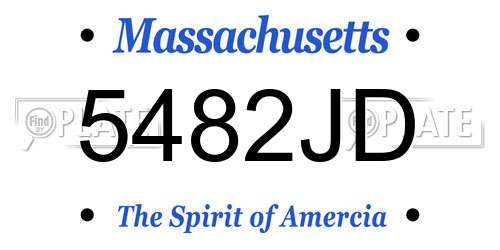 5482JD Massachusetts License Plate