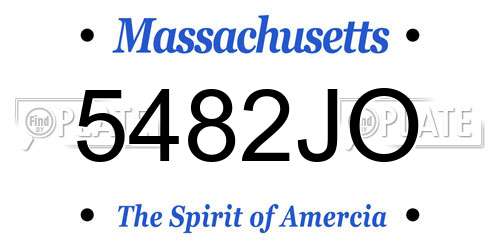 5482JO Massachusetts License Plate