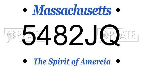 5482JQ Massachusetts License Plate