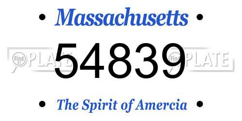 54839 Massachusetts License Plate