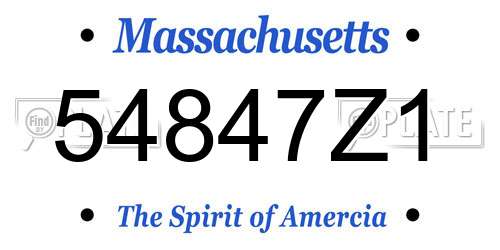 54847Z1 Massachusetts License Plate