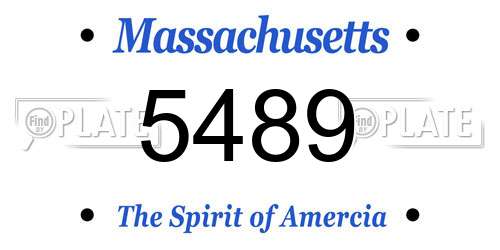 5489 Massachusetts License Plate