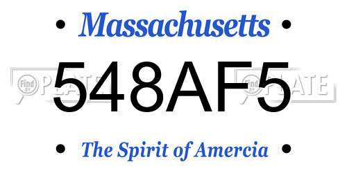 548AF5 Massachusetts License Plate