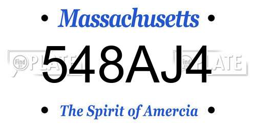 548AJ4 Massachusetts License Plate