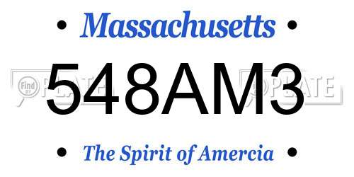 548AM3 Massachusetts License Plate