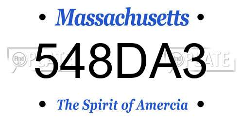 548DA3 Massachusetts License Plate