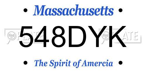 548DYK Massachusetts License Plate