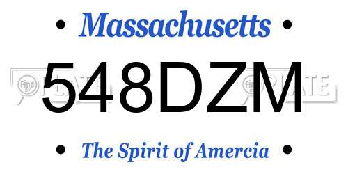 548DZM Massachusetts License Plate