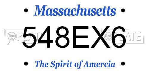548EX6 Massachusetts License Plate