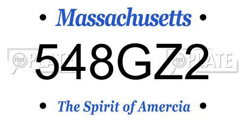 548GZ2 Massachusetts License Plate
