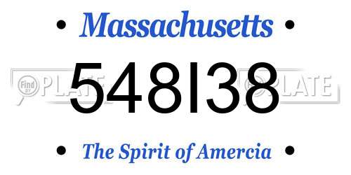 548I38 Massachusetts License Plate