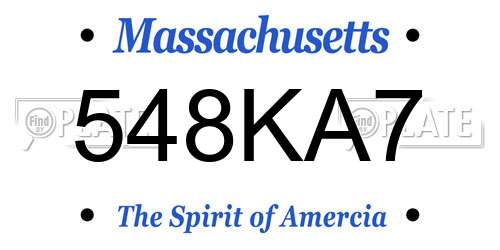 548KA7 Massachusetts License Plate