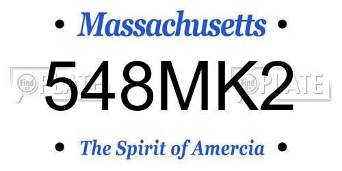 548MK2 Massachusetts License Plate