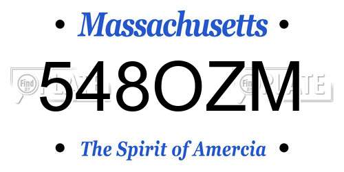 548OZM Massachusetts License Plate