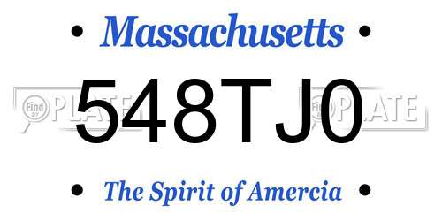 548TJ0 Massachusetts License Plate
