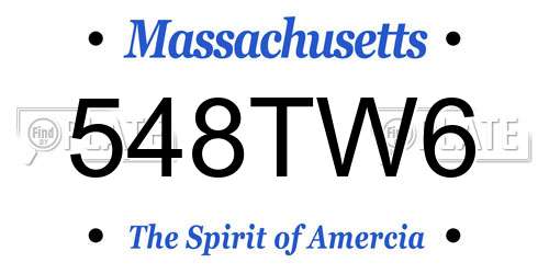 548TW6 Massachusetts License Plate