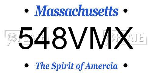 548VMX Massachusetts License Plate