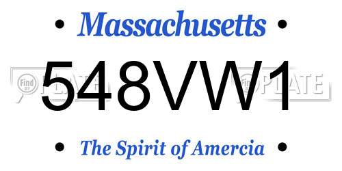 548VW1 Massachusetts License Plate