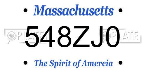 548ZJ0 Massachusetts License Plate