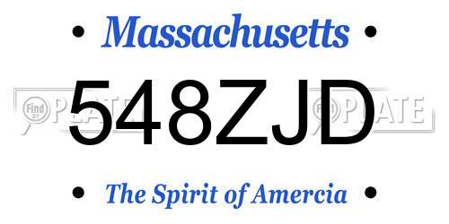 548ZJD Massachusetts License Plate