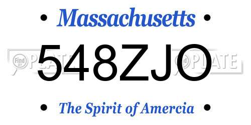 548ZJO Massachusetts License Plate
