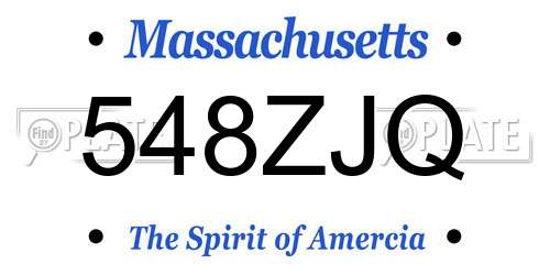 548ZJQ Massachusetts License Plate