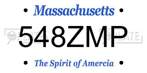 548ZMP Massachusetts License Plate