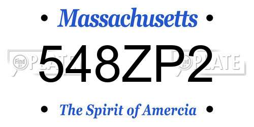 548ZP2 Massachusetts License Plate