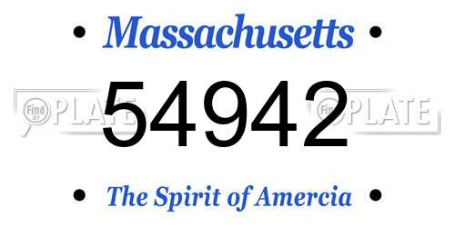 54942 Massachusetts License Plate