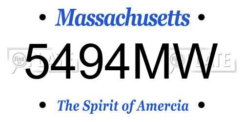 5494MW Massachusetts License Plate